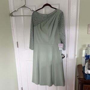 JS Collections Sage Green Lace Sleeve Dress